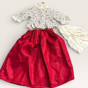 American Girl Felicity School Outfit Jacket, Skirt, Bonnet / Mob Cap, Hanger